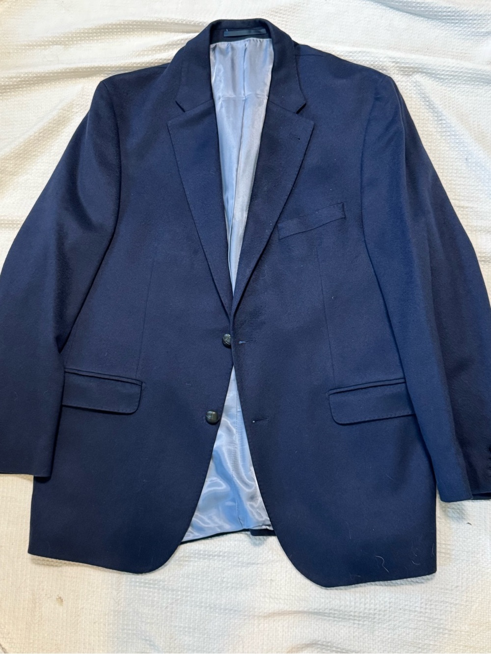 Pure cashmere Classic Men's Navy Blazer - Single-Breasted Two-Button